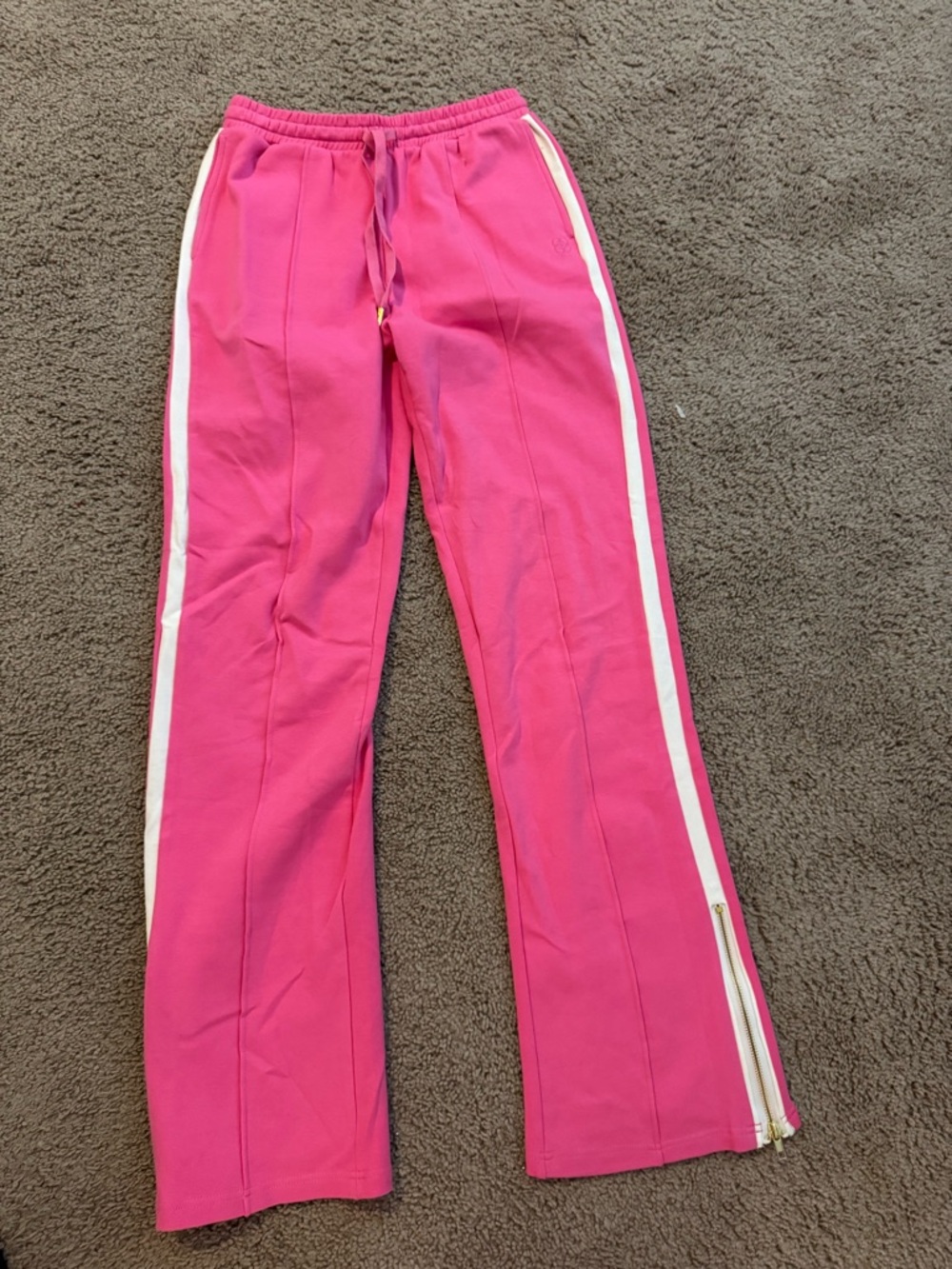 Care Tucker Hot Pink Track Pants with White Side Stripes